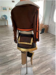 Back view of assembled costume, featuring belt bag